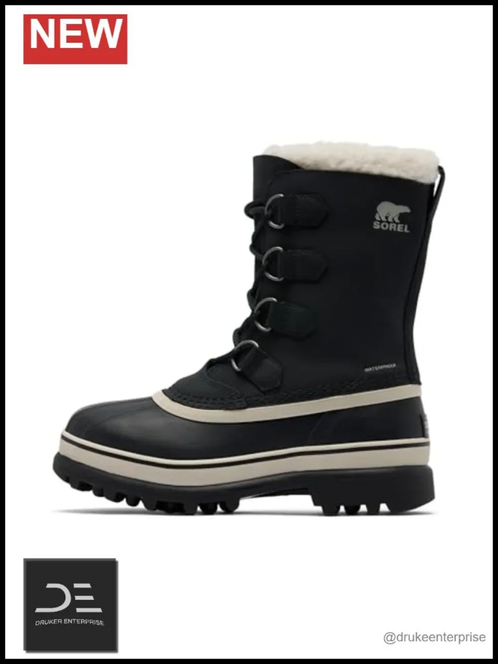 Waterproof Leather Lace-Up Mid-Calf Winter Boots Snow